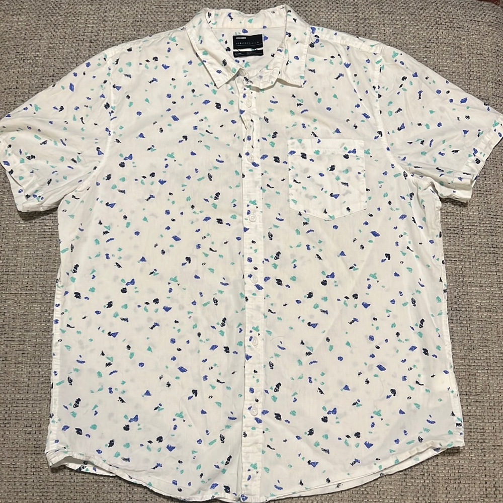 Mens Public Opinion Button Down White Shirt, Size XL
